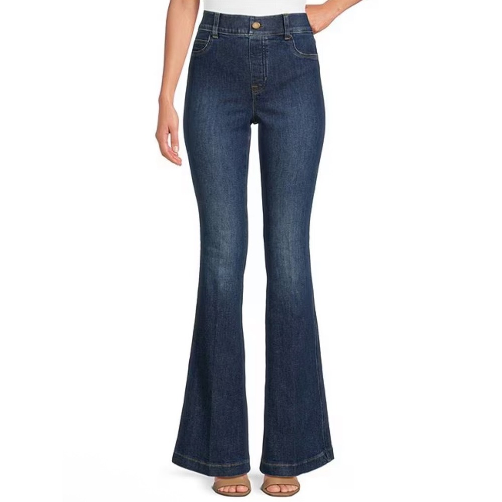 SPANX SPANXshape EveryWear Flare Jeans Medium Blue Stretch High Rise Pull On‎